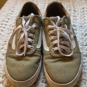 Vans Ward Olive Canvas Low-Top Sneakers with White Stripe
